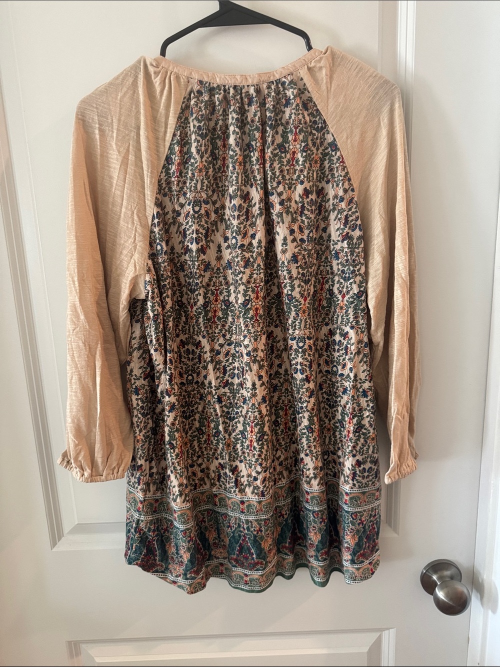 Vintage America Floral Boho Tunic in Beige and Green - Picture 2 of 3
